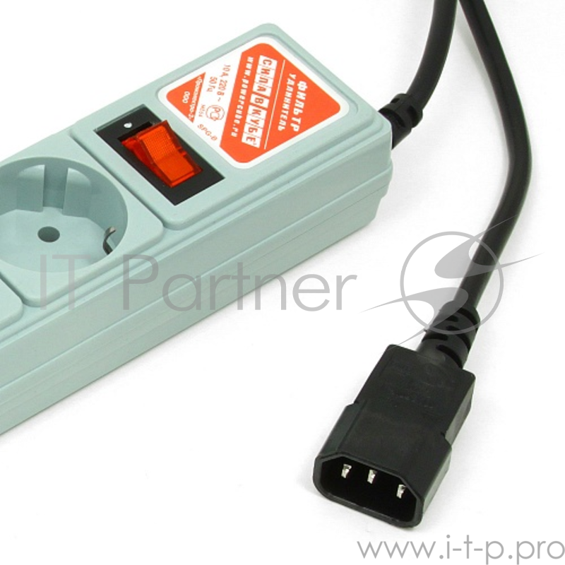 Фильтр-удлинитель Power Cube 1,9 м д/подкл. к UPS (С14), 5 розеток (серый) 10А/2,2кВт