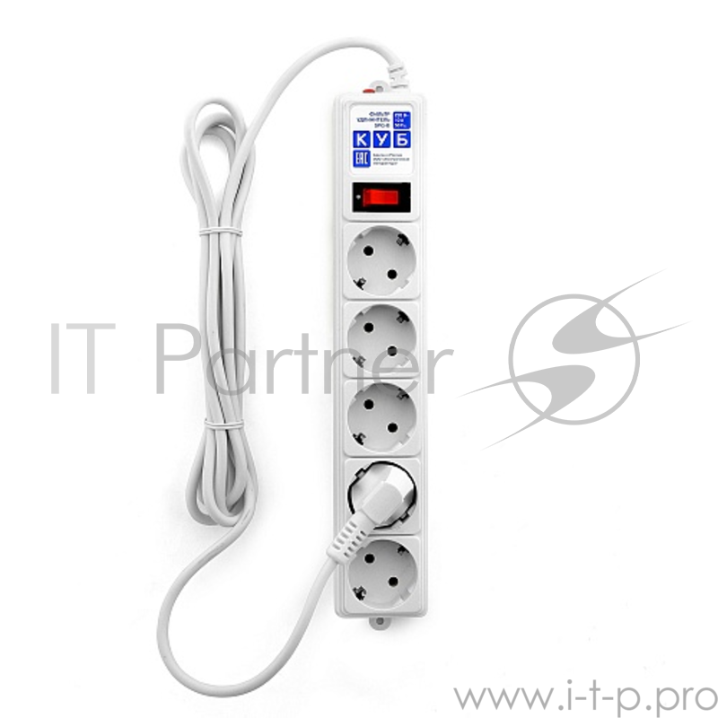 Фильтр-удлинитель Power Cube B 3,0 м 5 розеток (белый) 10А/2,2кВт