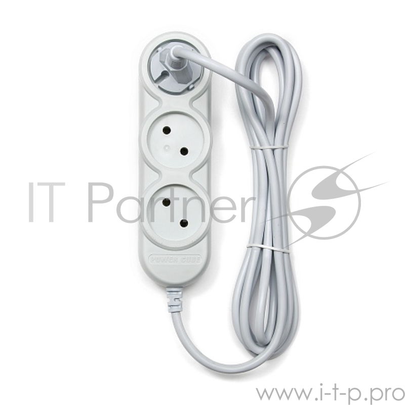 Бытовой удлинитель PowerCube, 5 розеток, 2200 Вт, 10 А, 3.0 м
