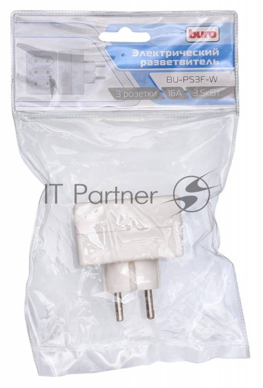 Сетевой разветвитель Buro BU-PS3F-W (3 розетки) белый (пакет ПЭ)