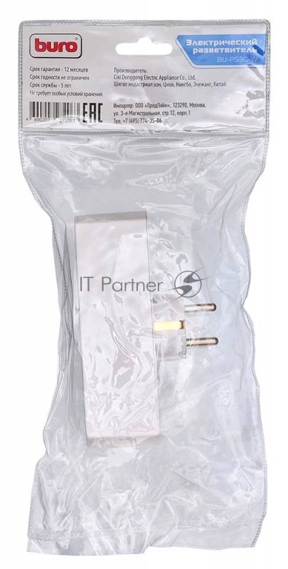 Сетевой разветвитель Buro BU-PS3G-W (3 розетки) белый (пакет ПЭ)