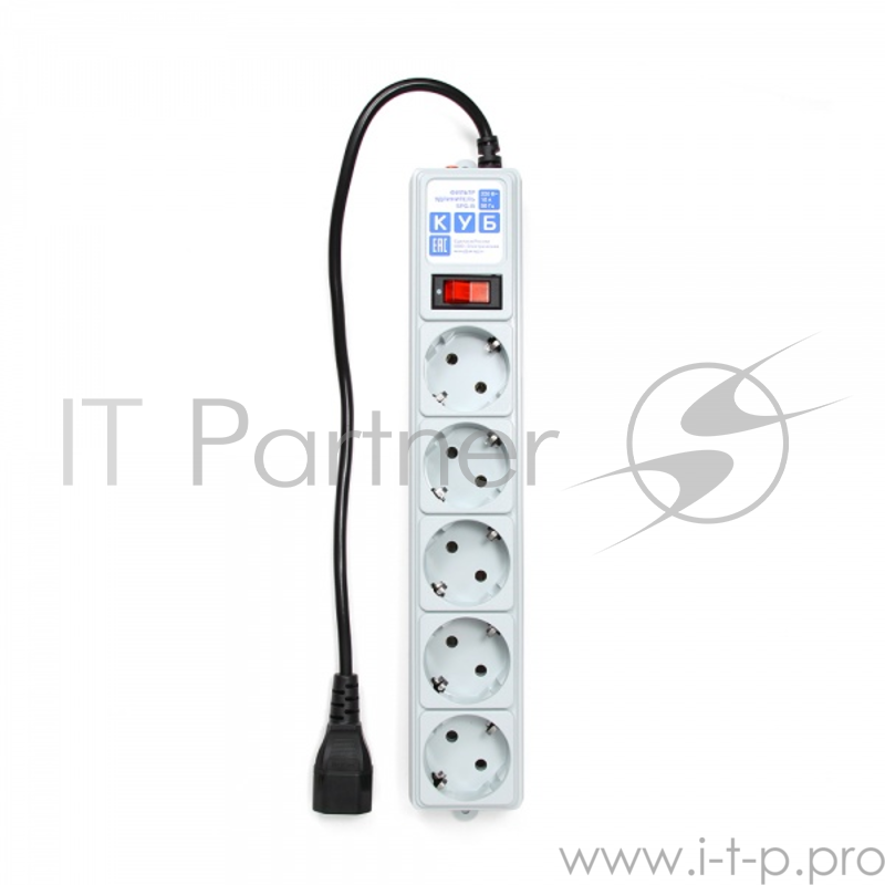 Фильтр-удлинитель Power Cube 0,5 м д/подкл. к UPS (С14), 5 розеток (серый) 10А/2,2кВт