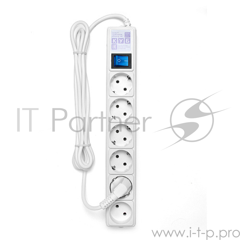 Фильтр-удлинитель Power Cube 3,0 м 6 розеток (белый) 16А/3,5кВт