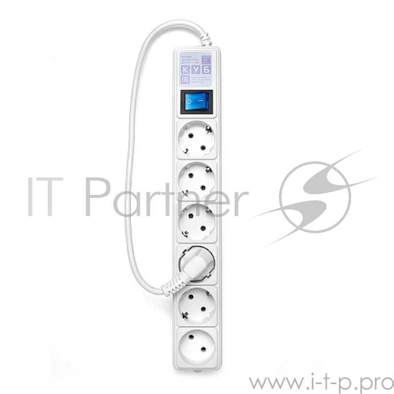 Фильтр-удлинитель Power Cube 0,5 м 6 розеток (серый) 16А/3,5кВт