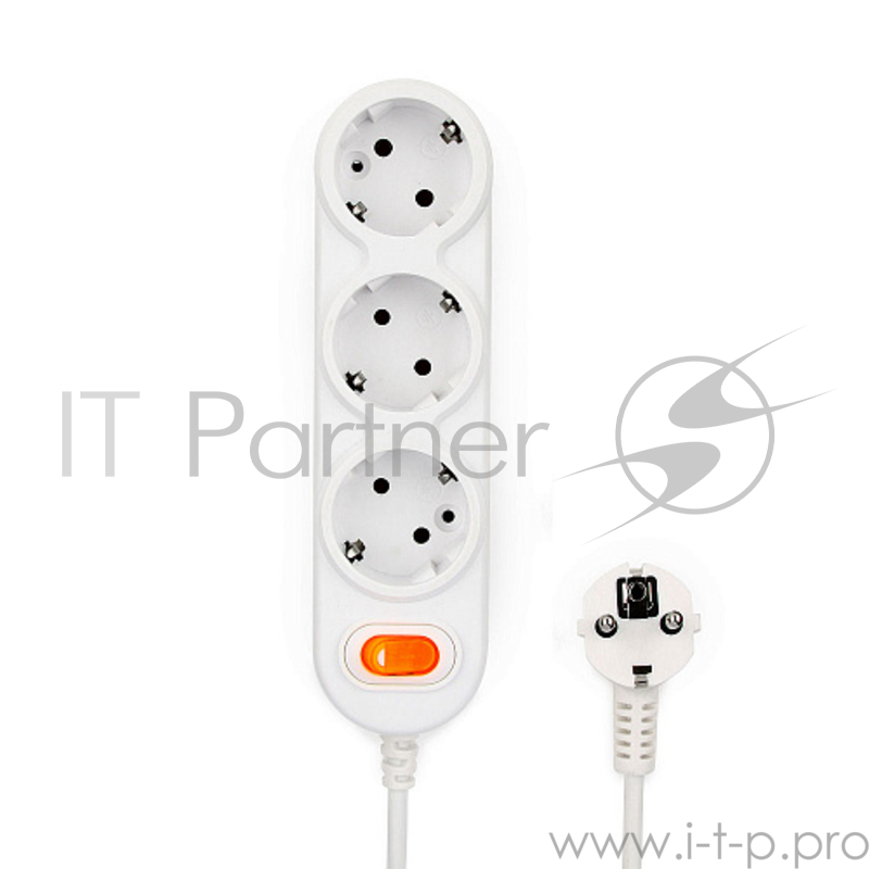 Бытовой удлинитель PowerCube, 3 розетки с выкл., 2200 Вт, 10 А, 3 м