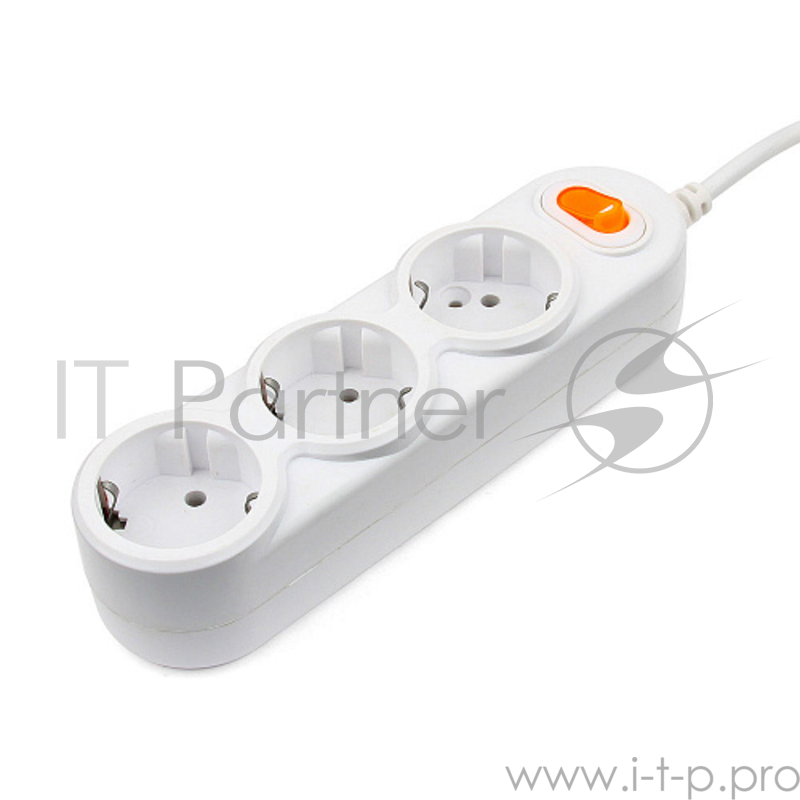 Бытовой удлинитель PowerCube, 3 розетки с выкл., 2200 Вт, 10 А, 3 м