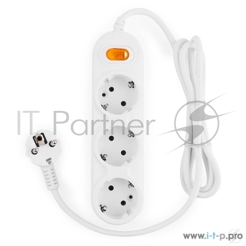Бытовой удлинитель PowerCube, 3 розетки с выкл., 2200 Вт, 10 А, 1.5 м