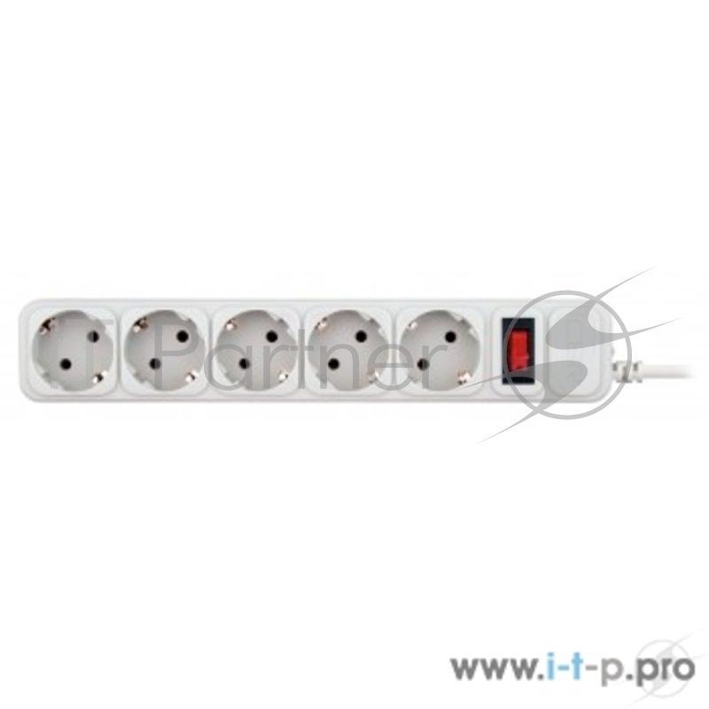 Сетевой фильтр CBR CSF 2500-3.0 White PC, длина кабеля 3 м, 5 розеток, белый цвет, 10 А, полиэт. пакет