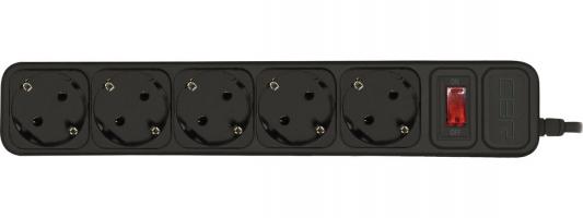 Сетевой фильтр CBR CSF 2500-3.0 Black PC, длина кабеля 3 м, 5 розеток, черный цвет, 10 А, полиэт. пакет