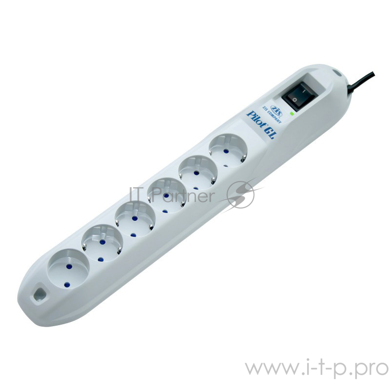 Сетевой фильтр Pilot GL 6 розеток (5 евро + 1 без заземления) 7 м Surge protector Pilot GL 6 outlets (5 euro + 1 without ground) 10A / 2.2kVt, 7m