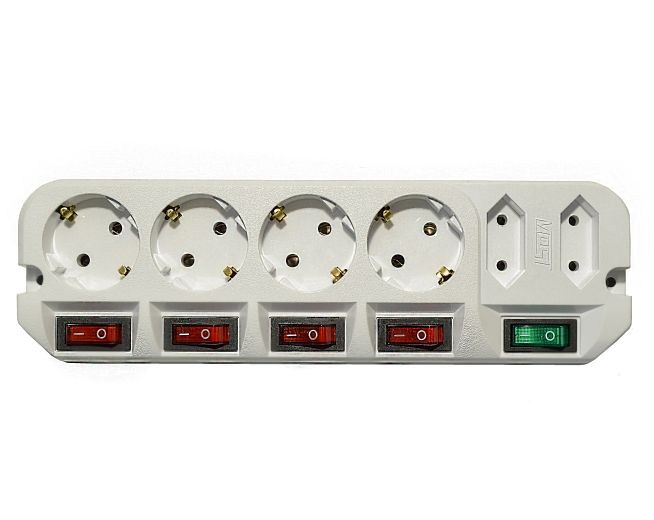 Сетевой удлинитель Most A10 5м (6 розеток) черный (пакет ПЭ)