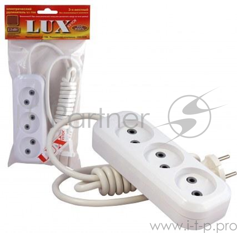Удлинитель сетевой LUX У3-0-10 3-местный без заземления, 220В 10А, 10м (25)
