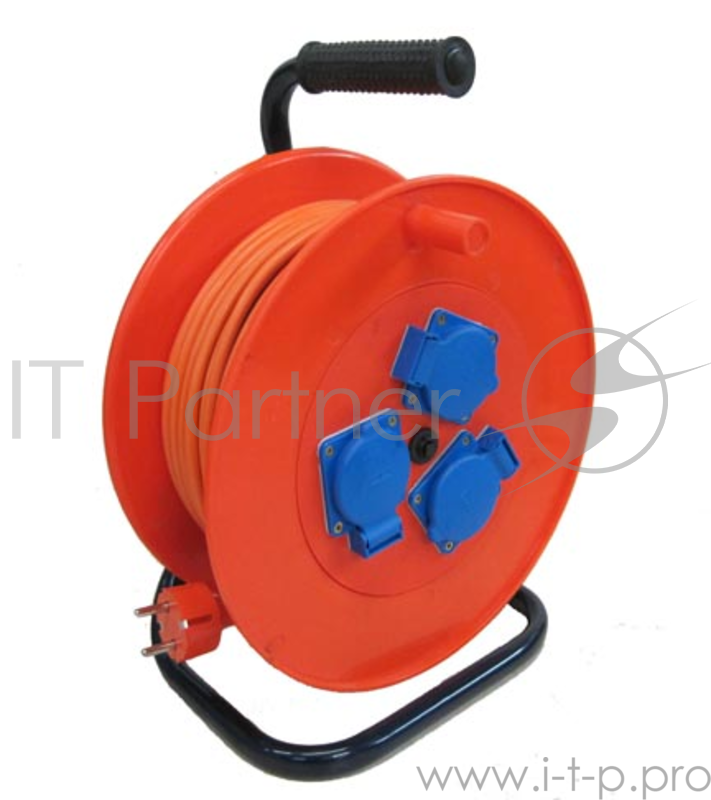 Удлинитель силовой на катушке LUX УХз16-003 50м 3х1мм, 16А, 3500Вт, 3 розетки, автомат защиты