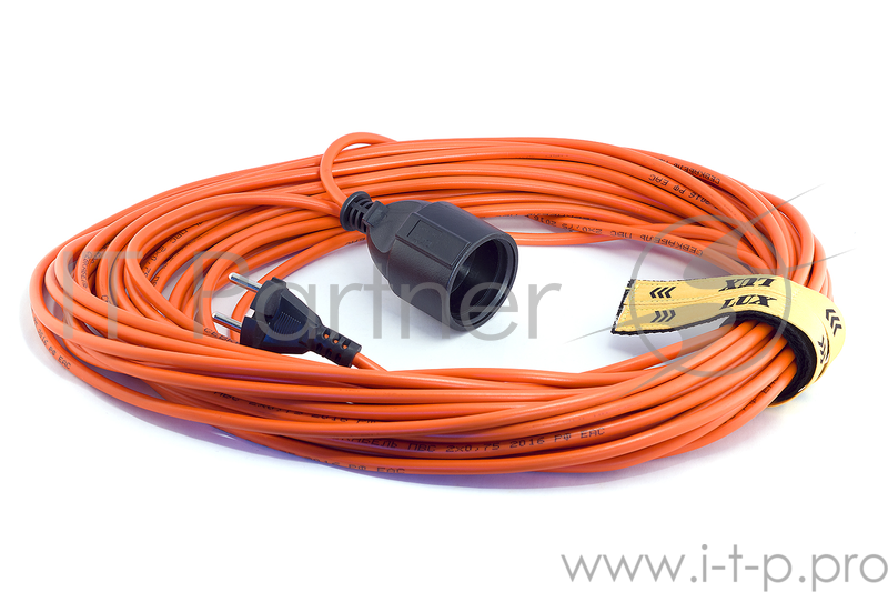 Удлинитель вилка-розетка LUX УС1-О-30 (У-101) ПВС 30м 2х0.75мм, 6А (10)