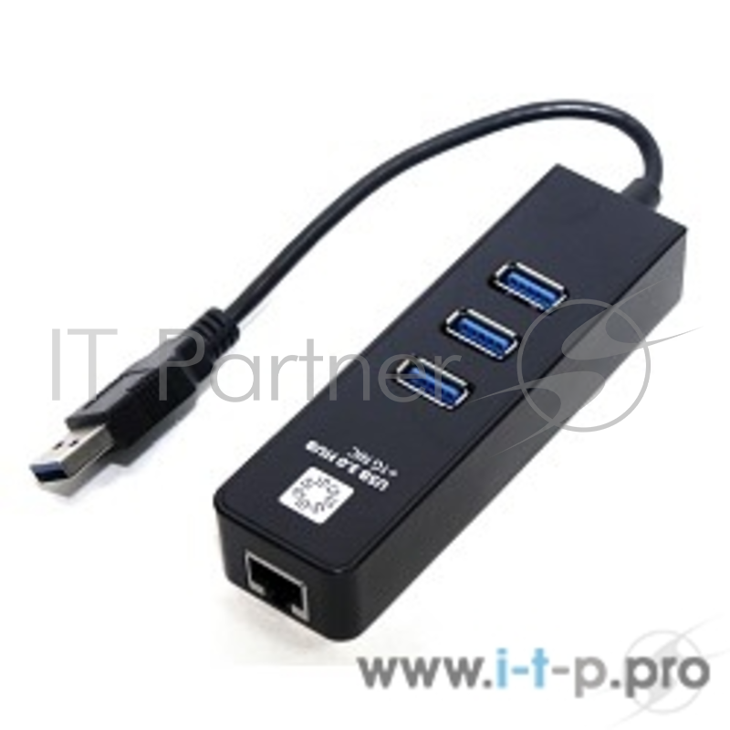 Разветвитель 3 порта USB3.0 5bites UA3-45-04BK с адаптером LAN 1Гбит/сек., внешн.