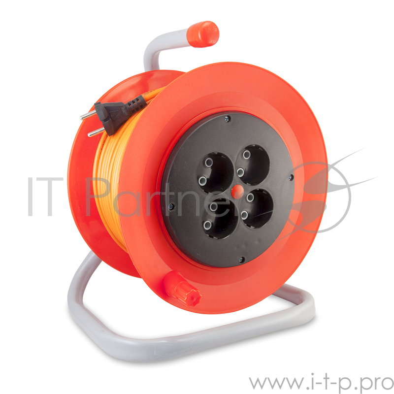 Удлинитель на катушке LUX К4-О-25 25м ПВС 2x0.75 6А 4 розетки без заземления (24025)(2)