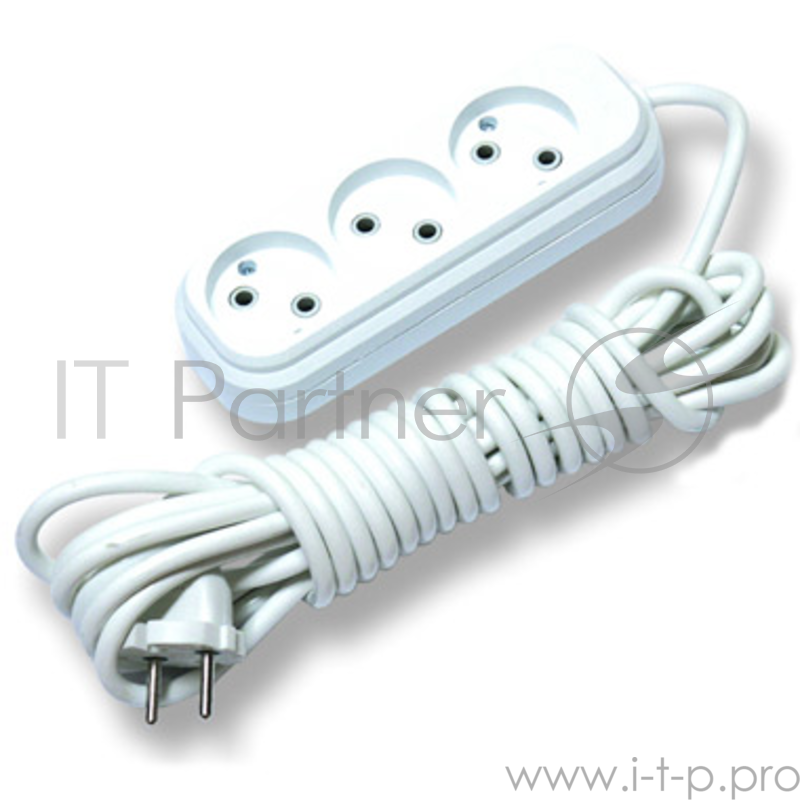 Удлинитель сетевой LUX У3-0-03 белый 3-местный без заземления, 220В 10А, 3м (45)