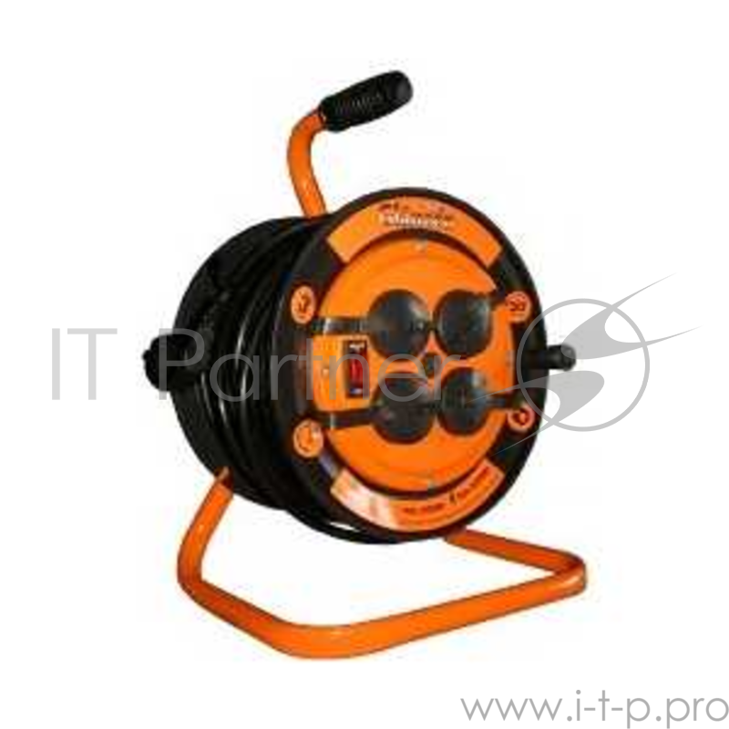 Удлинитель на катушке GLANZEN ЕВ-30-008 30м, 3х1,5мм 16А 3500Вт, 4 розетки