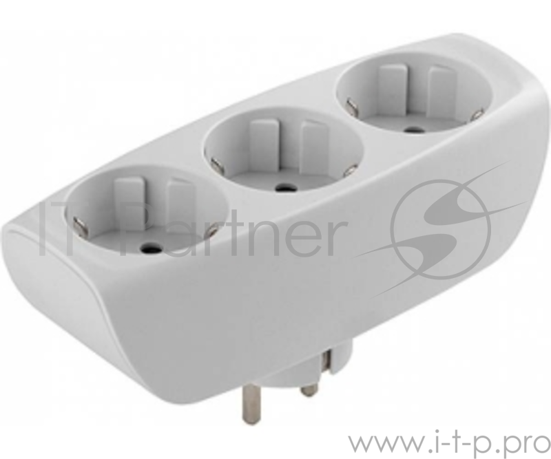 Тройник ЭРА SP-3e-W 3 гнезда, c заземлением, со шторками, белый