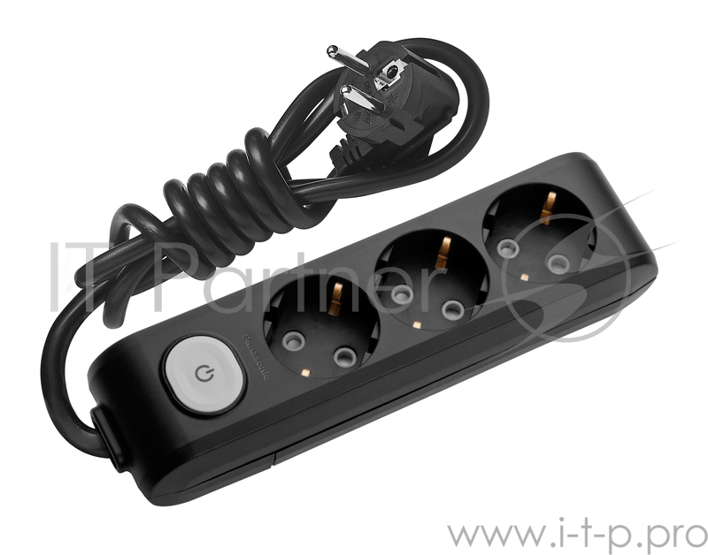 Удлинитель PANASONIC WLTA04232WH-RES 3гн х 2м с/з с выключателем черный X-TENDIA