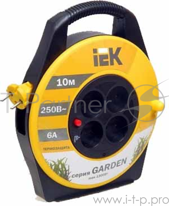 Удлинитель ИЭК УК10 ''Industrial'' 10м. на катушке 4 гнезда с заземлением ПВС 3*1.0 с термозащитой