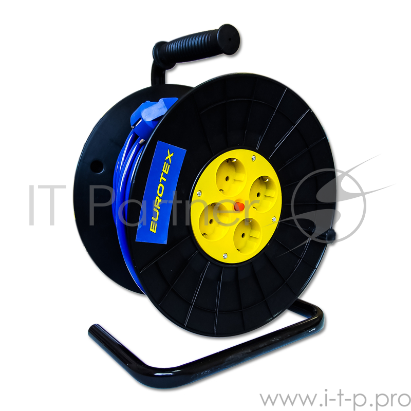 Удлинитель EUROTEX 085501-050 силовой на каб. катушке с предохранителем 3х1ммх50м 4розетки