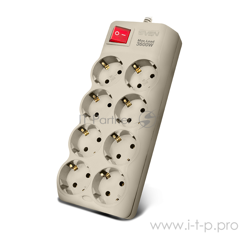 Фильтр SVEN SF-08-16 1,8 м (8 евро розеток) серый Фильтр SVEN SF-08-16 1,8 м (8 евро розеток) серый