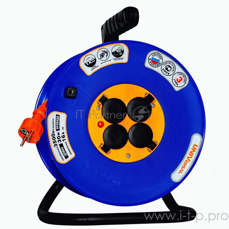 UNIVersal Удлинитель ВЕМ-250 IP-44 термо ПВС 3*2,5 катушка 4гн. 30м 9634207