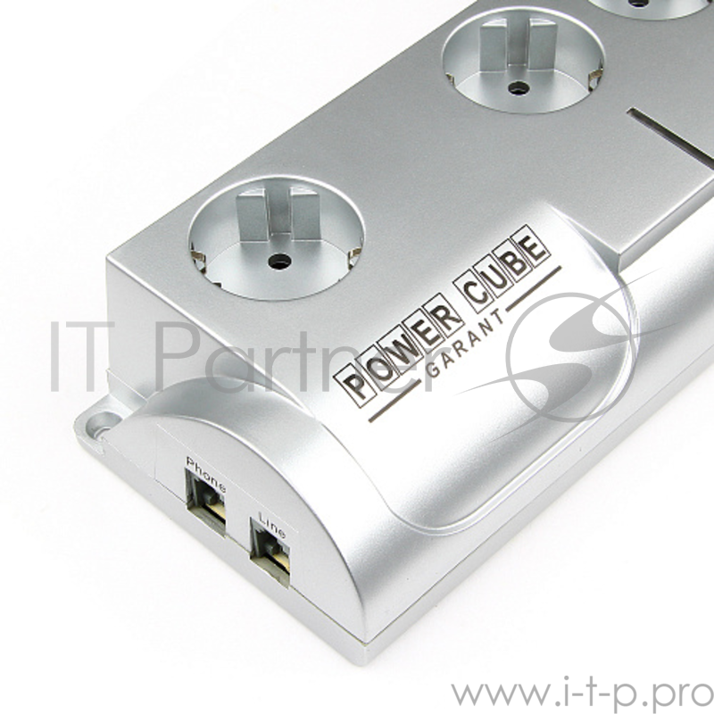Сетевой фильтр Power Cube Garant 3.0 м, 5+1, серый, телеф.защита, 10А/2,2кВт