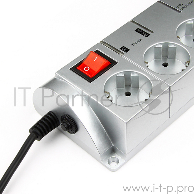 Сетевой фильтр Power Cube Garant 3.0 м, 5+1, серый, телеф.защита, 10А/2,2кВт