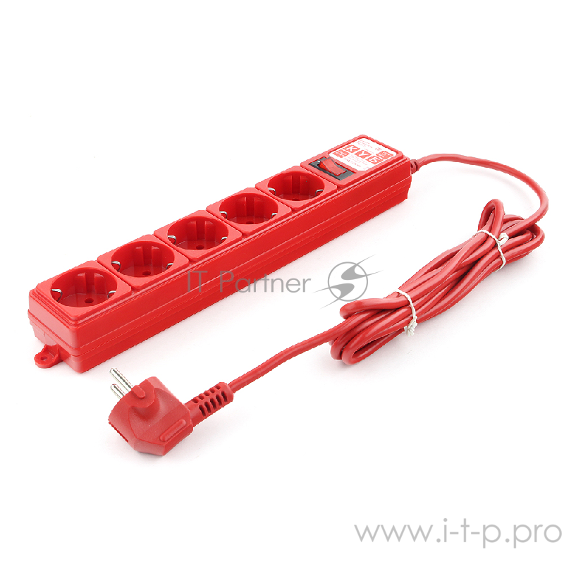 Фильтр-удл. PC 3м 5р, красн. 10А/2,2кВт