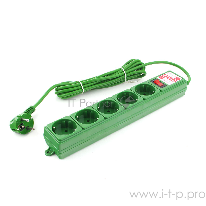 Фильтр-удл. PC 3м 5р, зел. 10А/2,2кВт