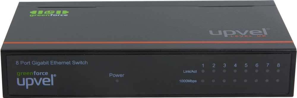 Сетевое оборудование UPVEL US-8G(RU) 8-портовый гигабитный коммутатор, металлический корпус, блок питания внешний 12V/0,5A