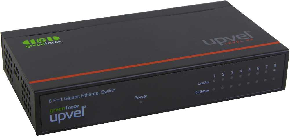 Сетевое оборудование UPVEL US-8G(RU) 8-портовый гигабитный коммутатор, металлический корпус, блок питания внешний 12V/0,5A