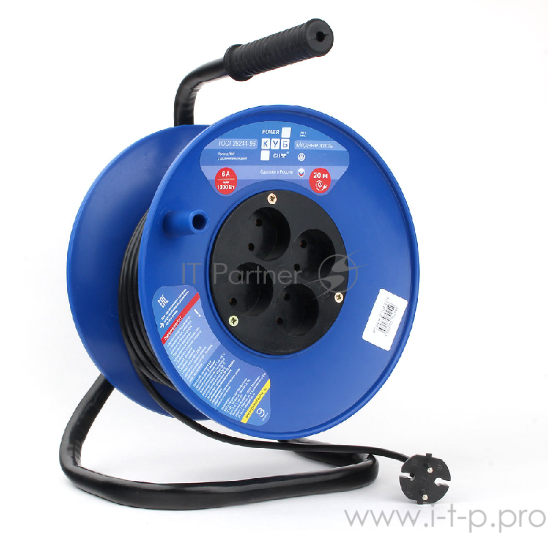 Удл. на катушке PC 6А/1,3кВт, 20м, 4р б/з