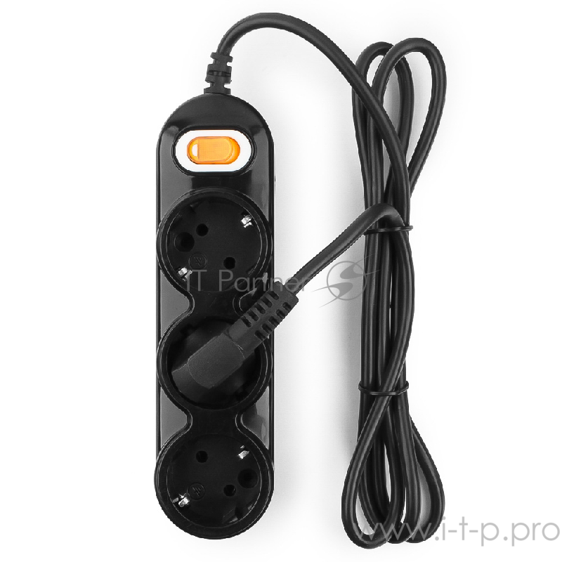 Удлинитель PC 1,5м 3р с/з, с выкл. черн 16А/3,5кВт