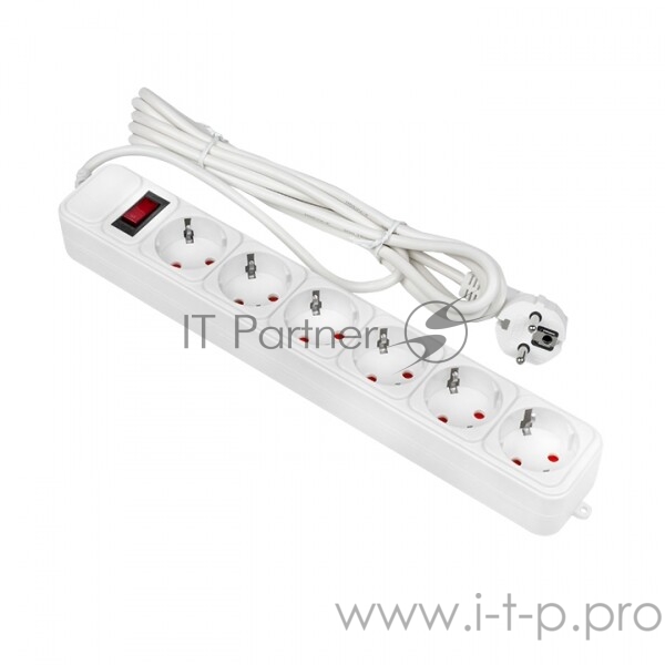 Сетевой фильтр EKF UFP10-375-6-03 6*3м 10А/2,2 кВт с выкл. c/з ПВС 3х0,75 Блокбастер EKF PROxima