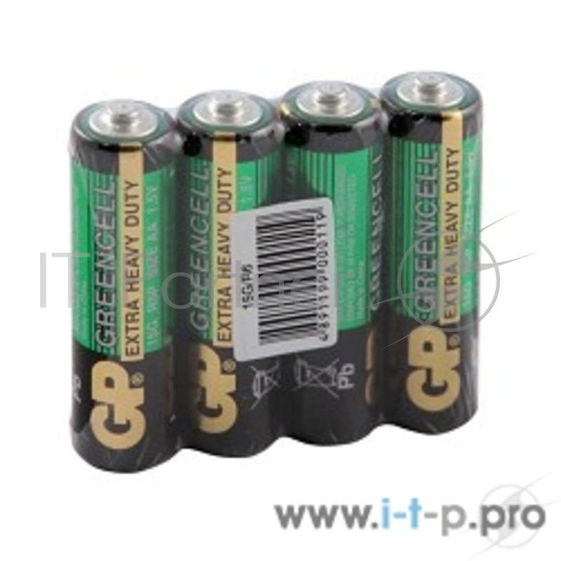Батарейка GP Greencell 15G (в спайке) R6, 4 шт AA (4шт. в уп-ке)
