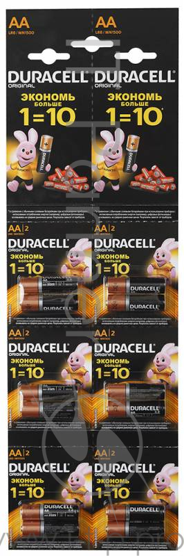 Батарея Duracell Basic LR6-2BL AA (промо:2x6) (12шт)