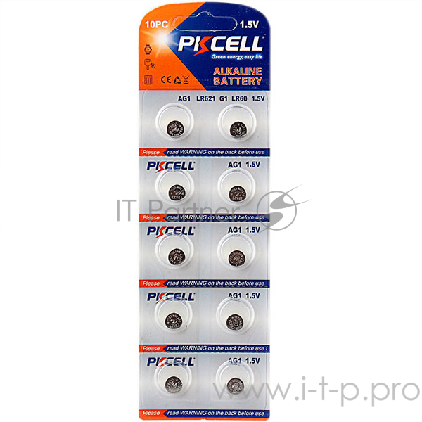 Щелочной/алкалиновый элемент питания PKCELL AG1-10B тип - LR60(AG1) 10 шт в блистере