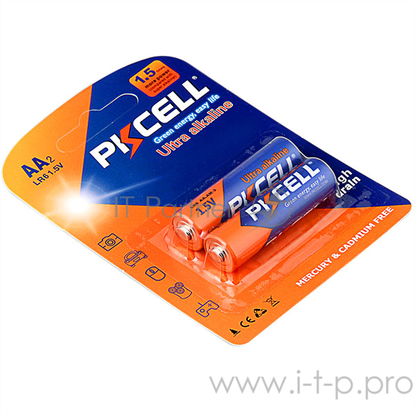 Щелочной/алкалиновый элемент питания PKCELL LR6-2B тип - AA 2 шт в блистере