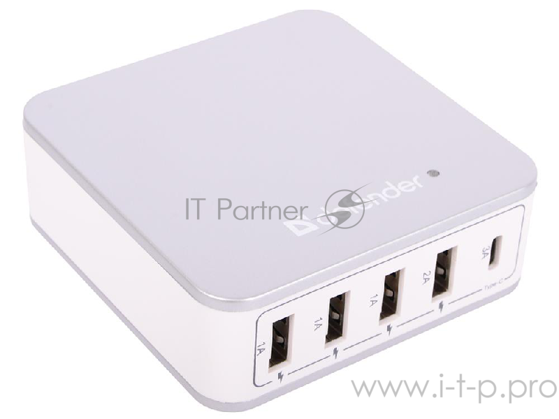Сетевой адаптер питания Defender 4 порта USB + Type C, 5V / 8A (UPA-50) (83538)