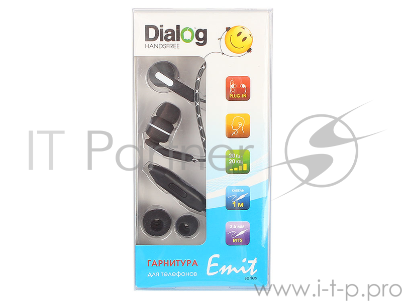 Наушники Гарнитура ES-F15 BLACK Dialog с кнопкой ответа для мобильных устройств, черная