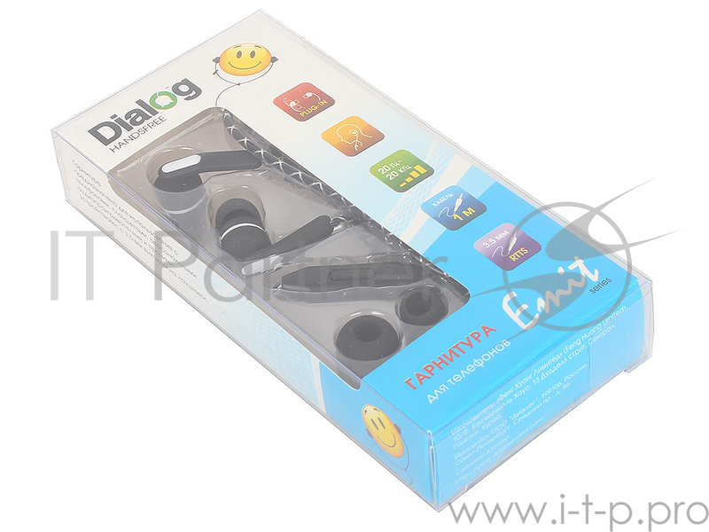 Наушники Гарнитура ES-F15 BLACK Dialog с кнопкой ответа для мобильных устройств, черная