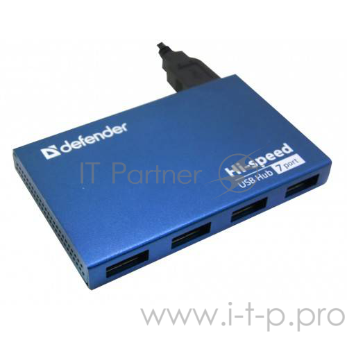 Разветвитель 7 портов USB2.0 Defender Septima Slim 83505, внешн., с блоком питания