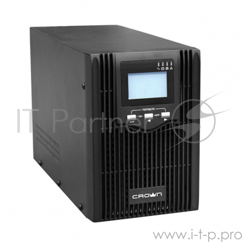 ИБП CROWN Line Interactive CMUS-610 1000VA/800W, корпус металл, TOWER, АКБ 2*12V/7AH, PF-0.8, AVR 165-300V, порт RJ-11/45, порт USB, розетки 3*IEC С13, LCD-дисплей, входной кабель 2 м, вентилятор охлаждения, автомат, слот для SNMP, порт для доп. бата