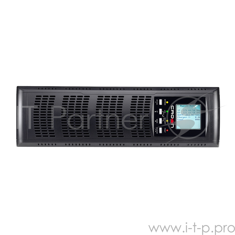 ИБП CROWN On-Line CMUOA-300X-10K 10000VA/9000W, корпус металл, TOWER&RACK, 3U+3U, АКБ 16*12V/7AH, PF-0.9, AVR 110-300V, порт USB+RS-232, EPO, розетки - клемная колодка (Ph+N+GND), входной кабель 2,5 м, вентилятор охлаждения, автомат, слот для SNMP, п