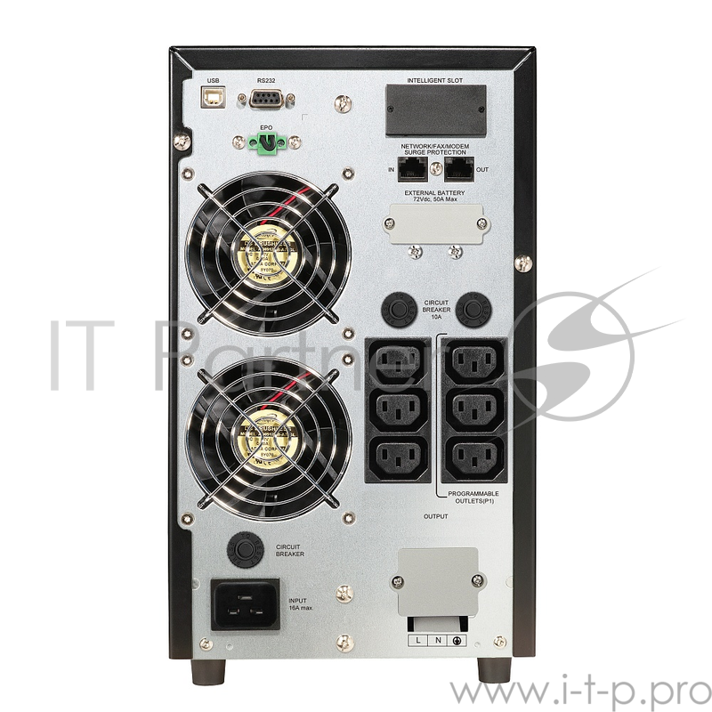 ИБП CROWN On-Line CMUOA-350-3K IEC 3000VA/2700W, корпус металл, TOWER, АКБ 6*12V/9AH, PF-0.9, AVR 110-300V, порт RJ-11/45+USB/RS-232, EPO, розетки 6*IEC С13+1*(Ph+N+GND), входной кабель 2 м, вентилятор охлаждения, автомат, слот для SNMP, порт для доп