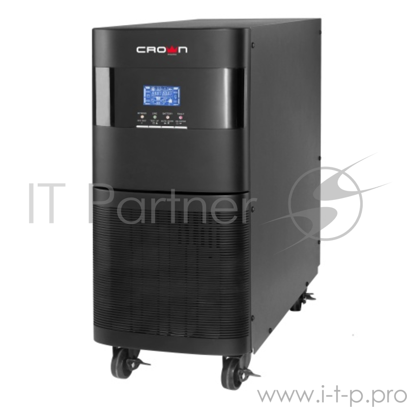 ИБП CROWN On-Line CMUOA-350-6K 6000VA/5400W, корпус металл, TOWER, АКБ 16*12V/7AH, PF-0.9, AVR 110-300V, порт USB/RS-232, EPO, розетки - клемная колодка (Ph+N+GND), входной кабель 2,5 м, вентилятор охлаждения, автомат, слот для SNMP, порт для доп. ба