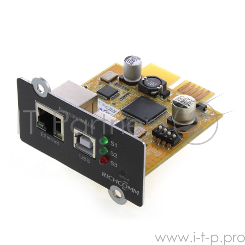 SNMP-адаптер для ИБП CMSNC-01 (Позволяет осуществлять управление и мониторинг ИБП по протоколу SNMP через разъём RJ-45 сетевого подключения и через USB,Порты:RJ-45 х1 шт., USB тип B х 1 шт.)